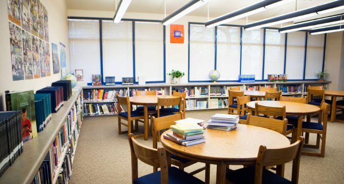 Image of the inside of a school library