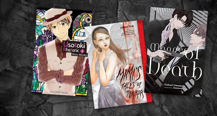 a collage of three of the mystery manga covers listed