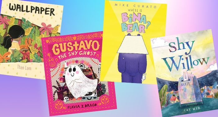 covers of four picture books for shy kids