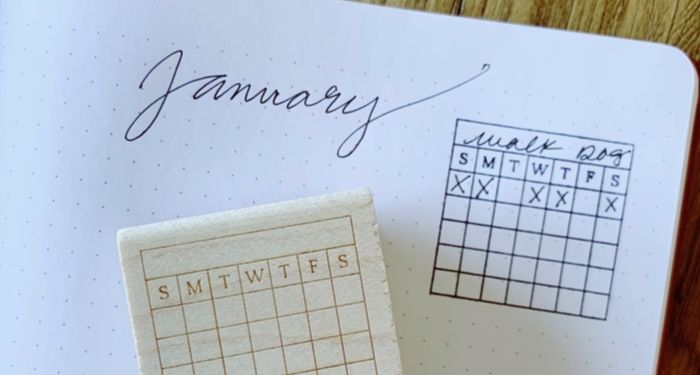 a habit tracker stamp for bullet journaling