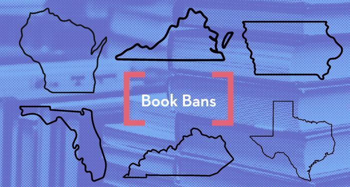 pen america book ban image with most ban-friendly states overlaid