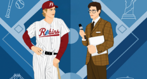 cropped cover of You Should Be So Lucky showing an illustration of a baseball player being interviewed