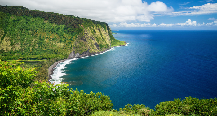 a photo of the shoreline of the Hawaii big island