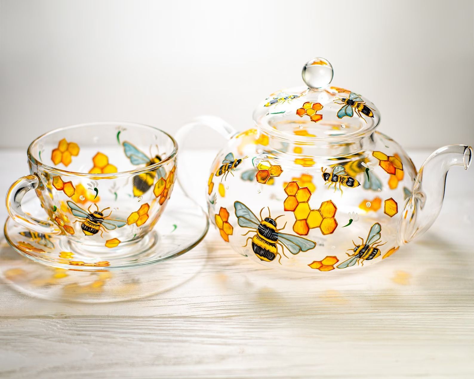 clear bee tea set