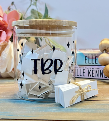 Jar with tbr slips inside it