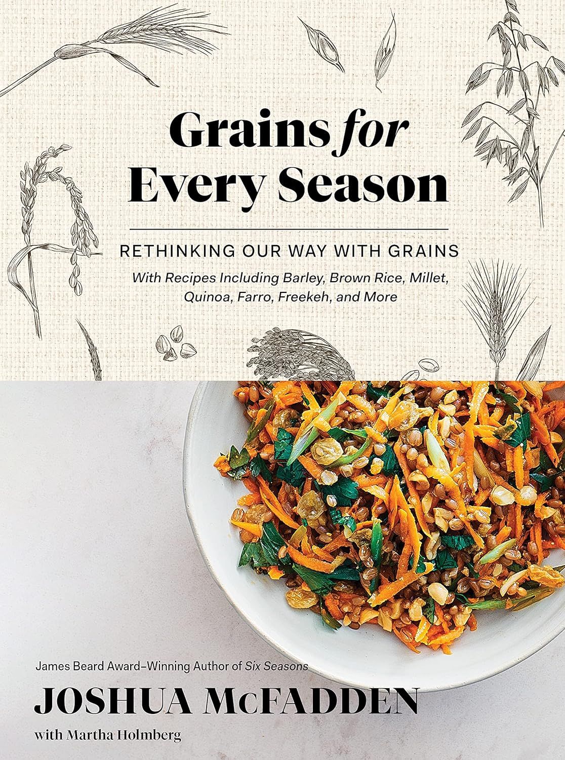 a graphic of the cover of Grains for Every Season: Rethinking Our Way with Grains