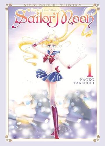 cover of Sailor Moon by Naoko Takeuchi; illustration of young girl with long blonde hair in a sailor outfit