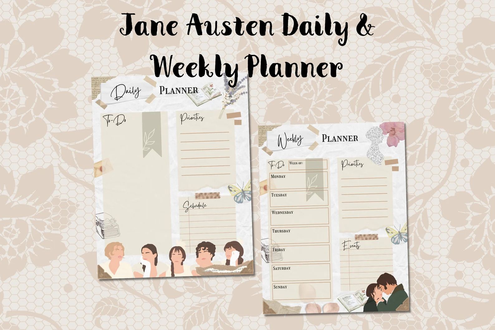 jane austen daily and weekly planner cover