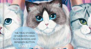 cropped cover of Karma is a Cat by Taylor Swift showing illustrations of three cats