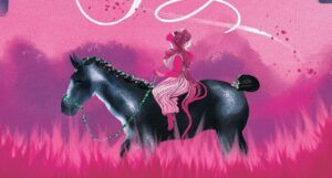 cropped cove of Lore Olympus showing an illustration of persephone on a horse