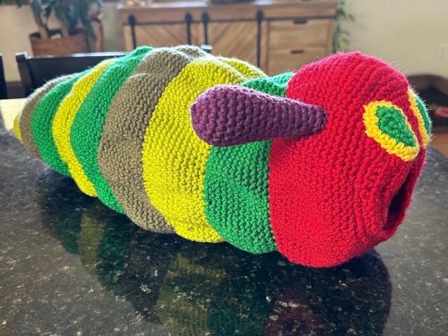 The Very Hungry Caterpillar on a countertop.