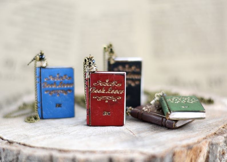 Mini book necklace