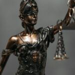 a statuette of lady justice