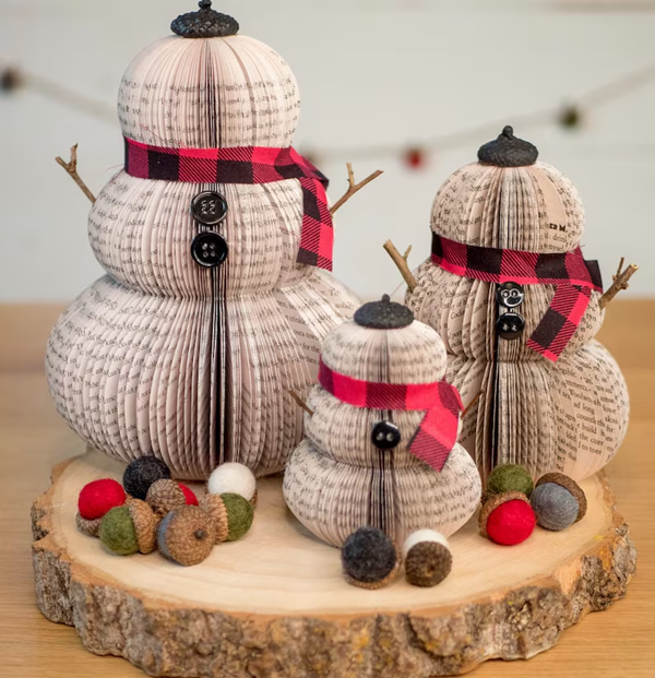 book-page snowmen decorations