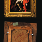 partial cover of Con/Artist showing a painting with FAKE written across the back