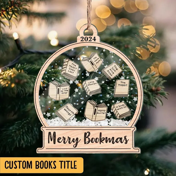 merry bookmas ornament