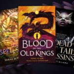 five fantasy novel covers fanned out