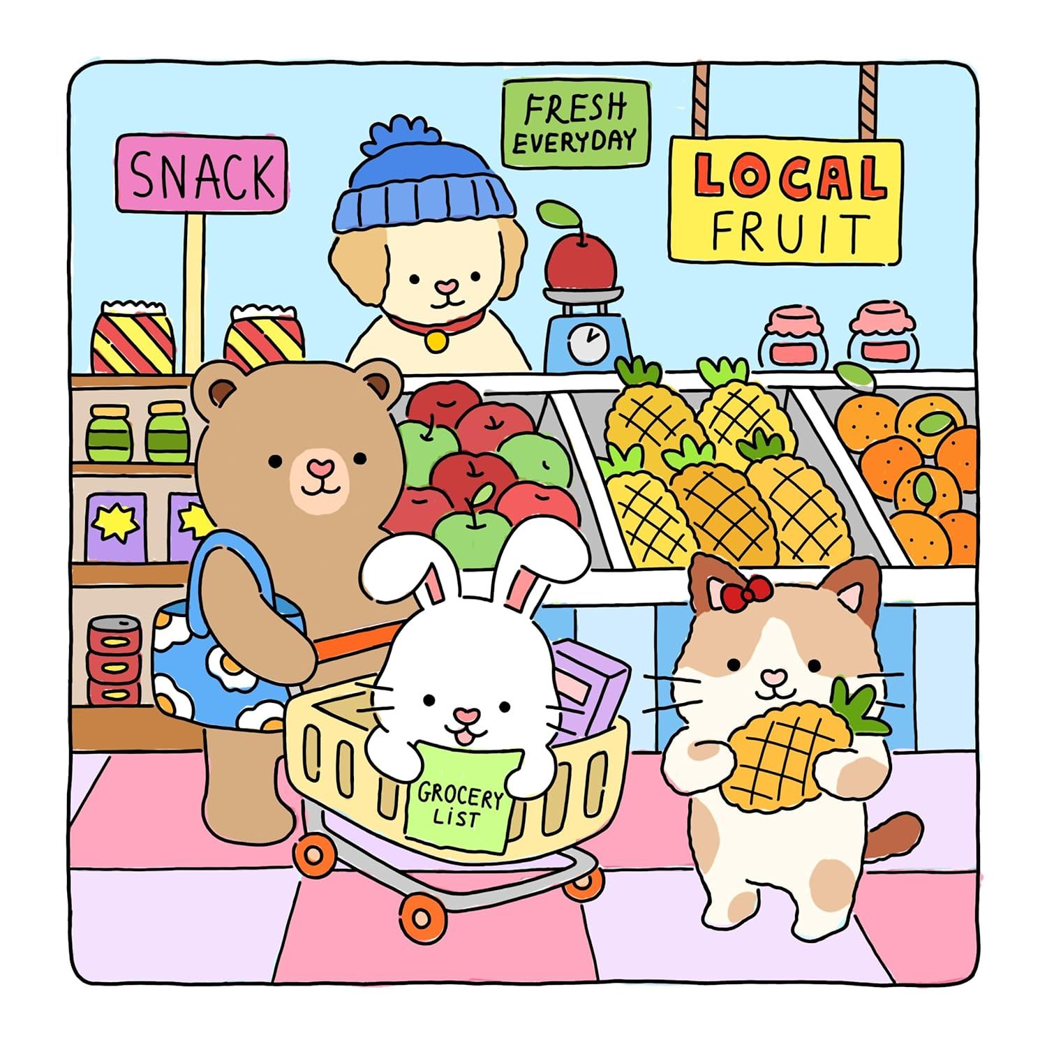 Image from inside Bobbie Goods's coloring book "Fuzzy Friends."