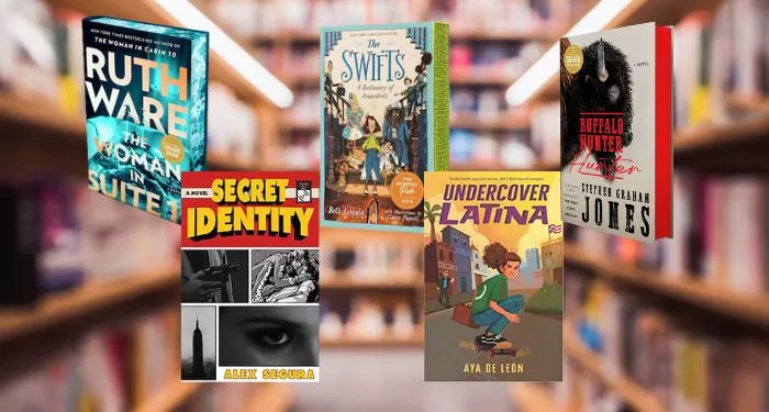 five covers of mysteries from series witjh rotating protagonists or special editions with sprayed edges