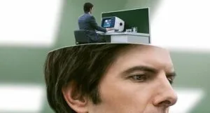 cropped image of severance poster