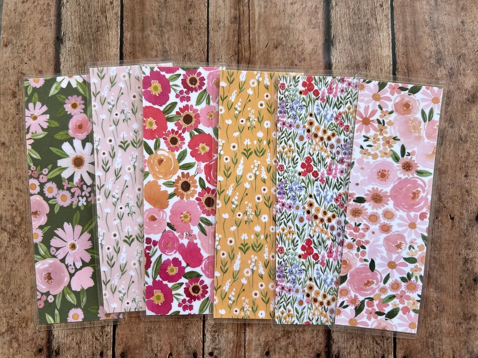 double-sided floral laminated bookmarks